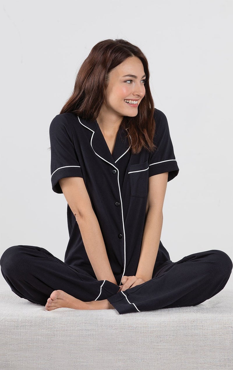 PajamaGram Pajama Set for Women - Black Pajamas for Women, Black, M, 8-10 - Image 4